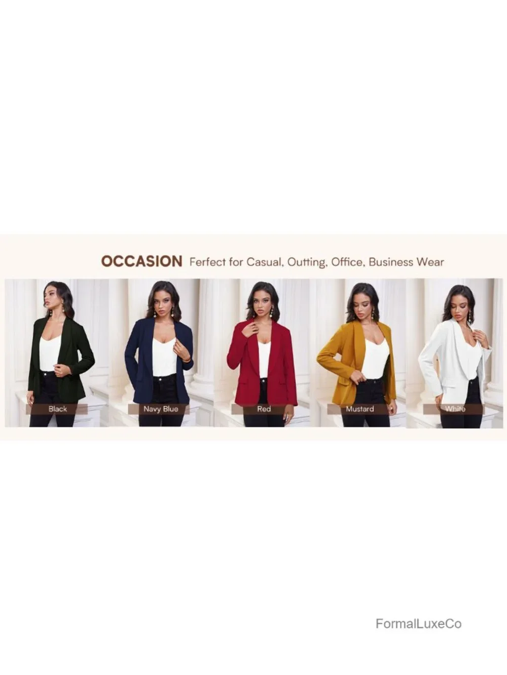 Womens Blazer Business Casual Lapel Collar Long Sleeve Open Front Work Office